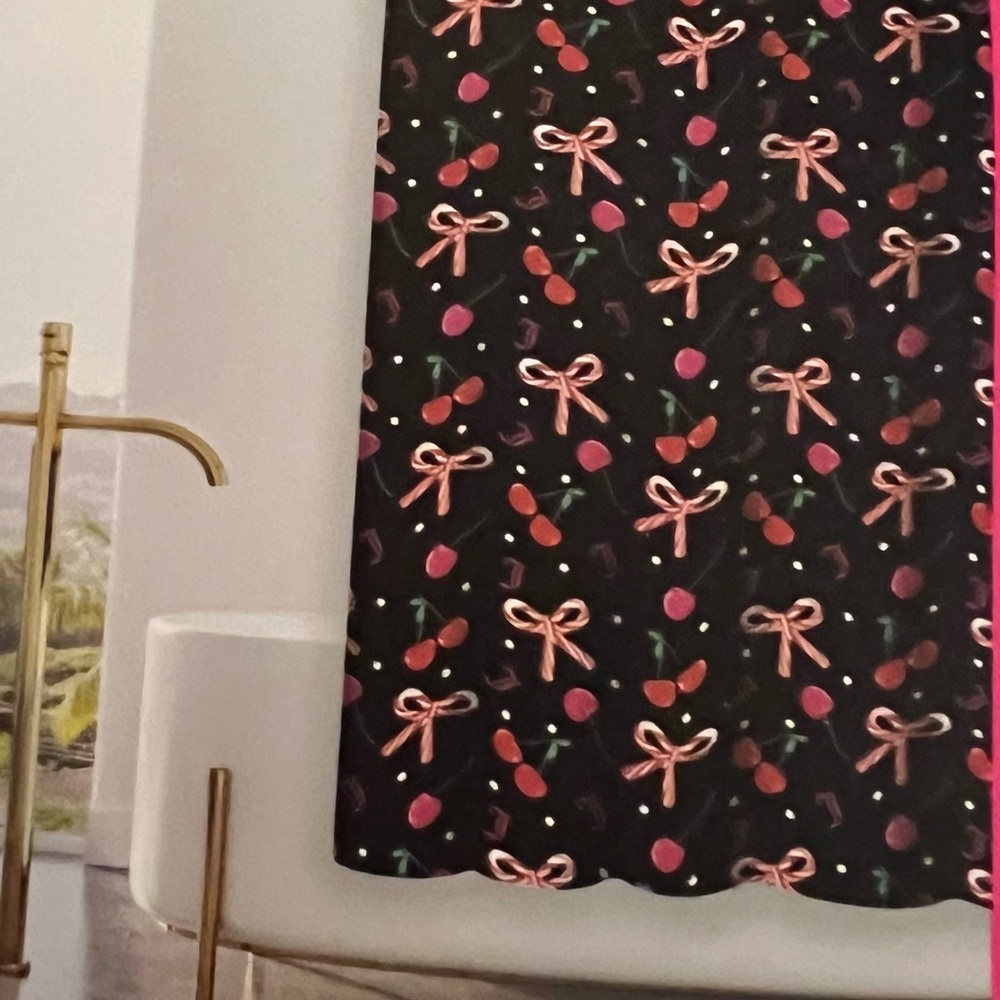 NWT Juicy Couture Christmas Candy Cane Cherry Black Red Shower Curtain W/ Hooks